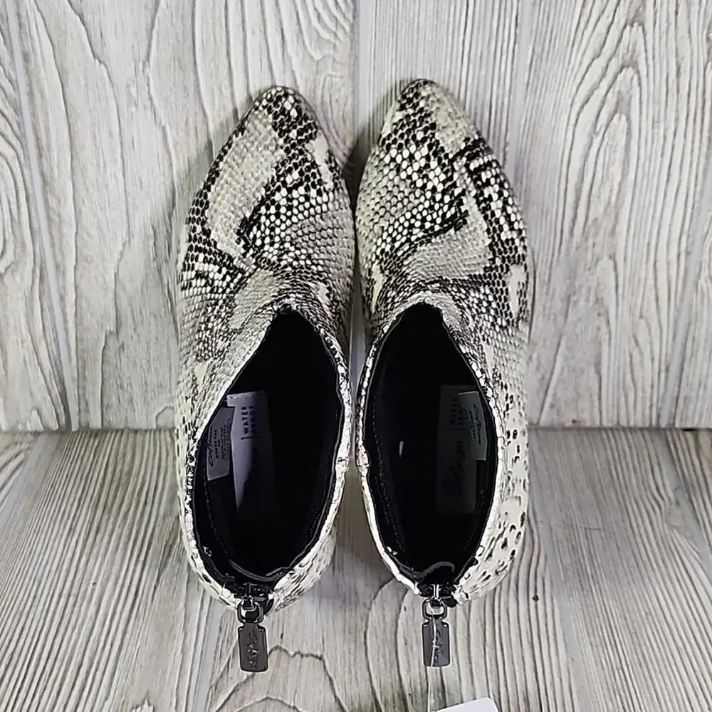 Aqua College Emily Natural Snake Print Leather Waterproof Ankle Boots Size 6 NEW